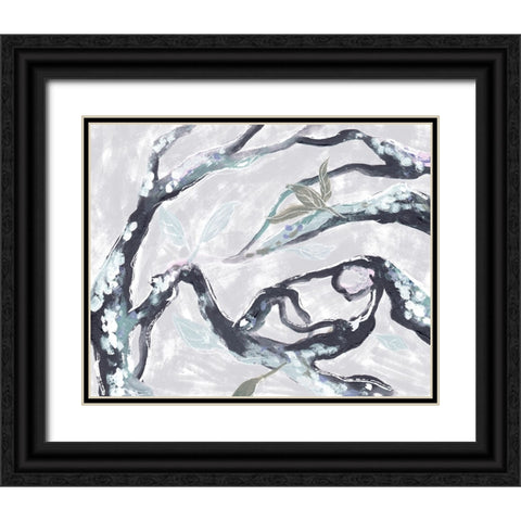 Snowy Branches II Black Ornate Wood Framed Art Print with Double Matting by Wang, Melissa