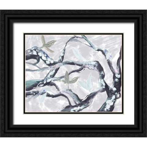 Snowy Branches III Black Ornate Wood Framed Art Print with Double Matting by Wang, Melissa