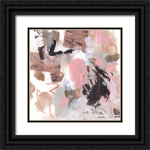 Pebble Rouge I Black Ornate Wood Framed Art Print with Double Matting by Wang, Melissa