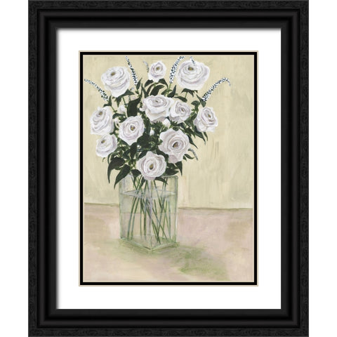 Pale Roses Black Ornate Wood Framed Art Print with Double Matting by Willett, Michael