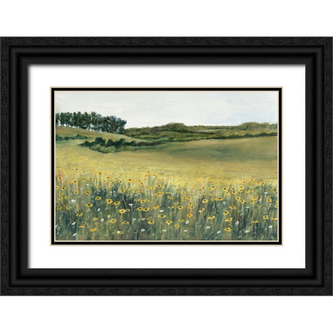 Yellow Meadow Black Ornate Wood Framed Art Print with Double Matting by Willett, Michael
