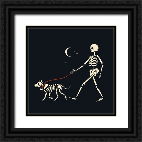 Skeleton Antics I Black Ornate Wood Framed Art Print with Double Matting by Barnes, Victoria