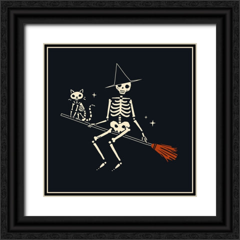 Skeleton Antics III Black Ornate Wood Framed Art Print with Double Matting by Barnes, Victoria