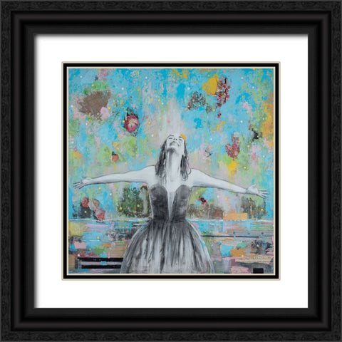 Happy Girl Black Ornate Wood Framed Art Print with Double Matting by Iafrate, Sandra