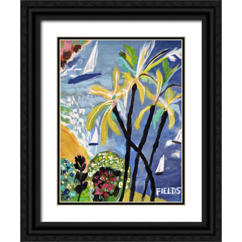 Palm Landscape I Black Ornate Wood Framed Art Print with Double Matting by Fields, Karen