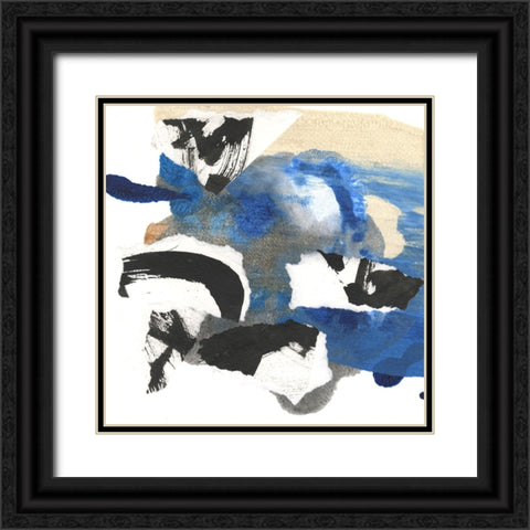 Blue Collage II Black Ornate Wood Framed Art Print with Double Matting by Fuchs, Jodi