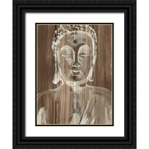 Buddha on Wood I Black Ornate Wood Framed Art Print with Double Matting by Warren, Annie