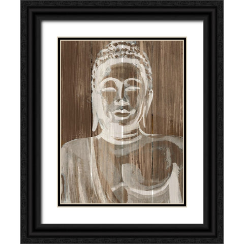 Buddha on Wood III Black Ornate Wood Framed Art Print with Double Matting by Warren, Annie