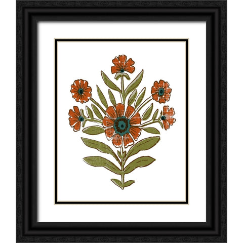 Stamped Bouquet I Black Ornate Wood Framed Art Print with Double Matting by Barnes, Victoria