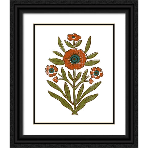 Stamped Bouquet II Black Ornate Wood Framed Art Print with Double Matting by Barnes, Victoria