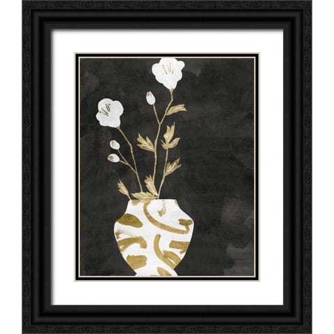 Golden Vase I Black Ornate Wood Framed Art Print with Double Matting by Wang, Melissa