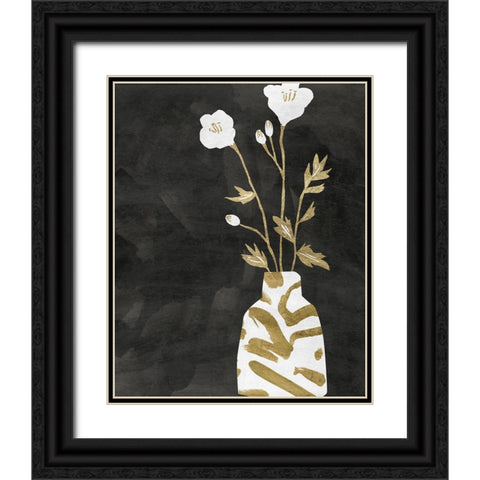 Golden Vase II Black Ornate Wood Framed Art Print with Double Matting by Wang, Melissa