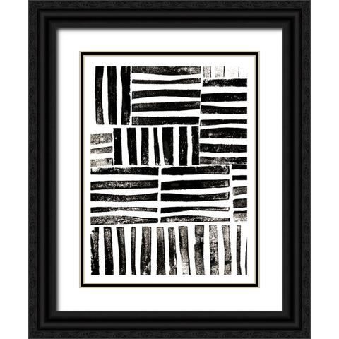 Lino Cut Chaos Black Ornate Wood Framed Art Print with Double Matting by Haase, Andrea