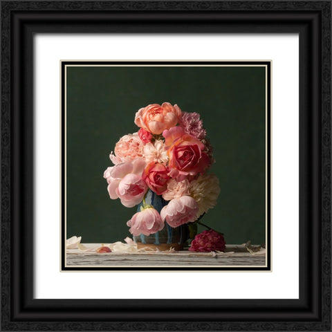 Just Petals I Black Ornate Wood Framed Art Print with Double Matting by McLean, Leah