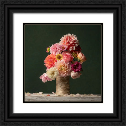 Just Petals II Black Ornate Wood Framed Art Print with Double Matting by McLean, Leah