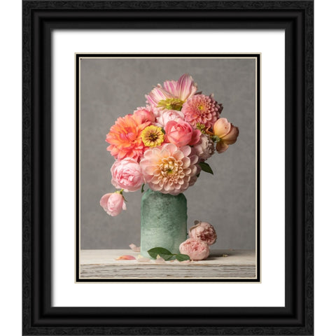 Just Petals III Black Ornate Wood Framed Art Print with Double Matting by McLean, Leah