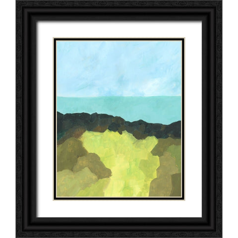 Jade Sea II Black Ornate Wood Framed Art Print with Double Matting by Moore, Regina