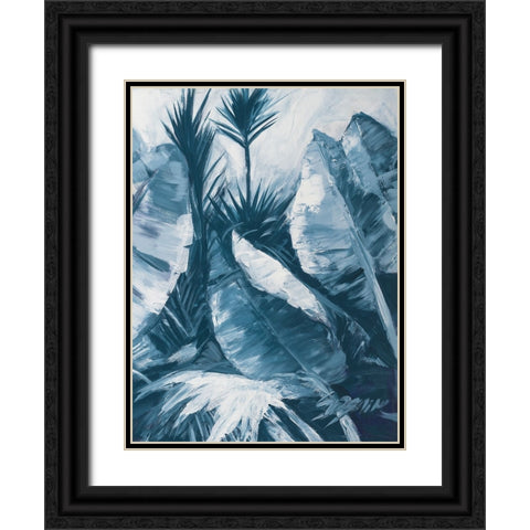 Blue Palms II Black Ornate Wood Framed Art Print with Double Matting by Wilkins, Suzanne
