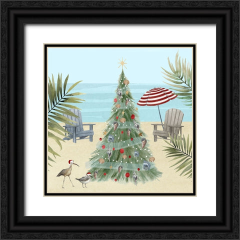 Merry Coastal Christmas II Black Ornate Wood Framed Art Print with Double Matting by Popp, Grace