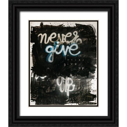 Never Give Up Black Ornate Wood Framed Art Print with Double Matting by Youngstrom, Kent
