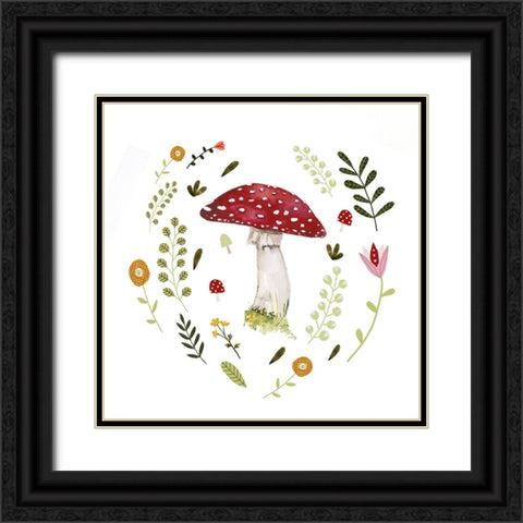 Folksy Mushrooms II Black Ornate Wood Framed Art Print with Double Matting by Barnes, Victoria