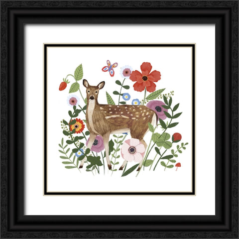 Spring Floral Critters I Black Ornate Wood Framed Art Print with Double Matting by Barnes, Victoria