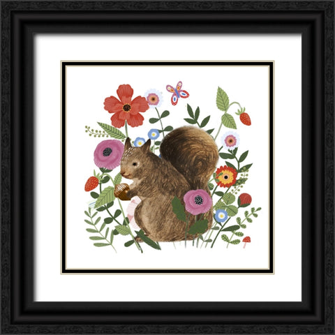 Spring Floral Critters IV Black Ornate Wood Framed Art Print with Double Matting by Barnes, Victoria