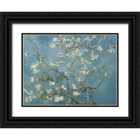 Van Goghs Almond Blossom Black Ornate Wood Framed Art Print with Double Matting by Van Gogh, Vincent