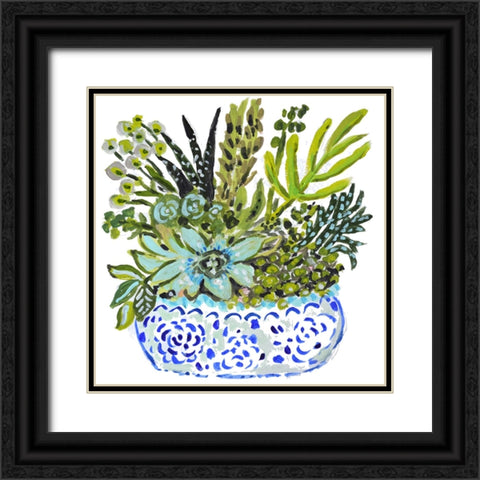 Succelents I Black Ornate Wood Framed Art Print with Double Matting by Fields, Karen