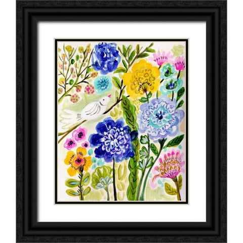 Morning Bird Black Ornate Wood Framed Art Print with Double Matting by Fields, Karen