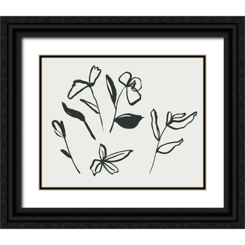 Little Flora II Black Ornate Wood Framed Art Print with Double Matting by Wang, Melissa