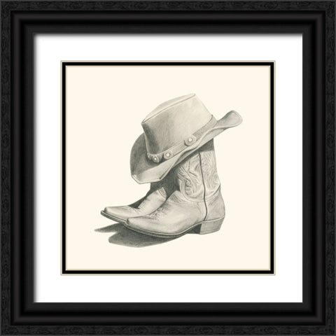 Sams boots II Black Ornate Wood Framed Art Print with Double Matting by Popp, Grace
