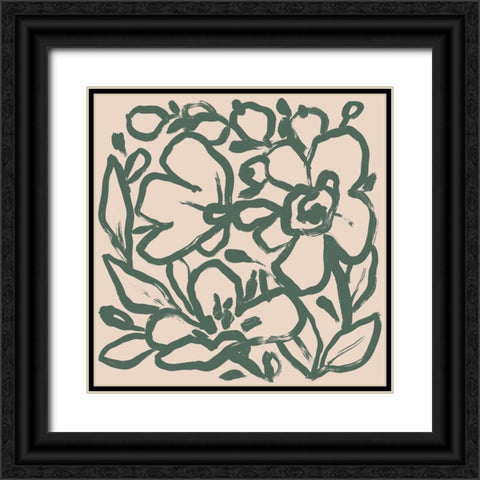 Terra Floral II Black Ornate Wood Framed Art Print with Double Matting by Vess, June Erica