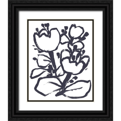 Carbon Flower II Black Ornate Wood Framed Art Print with Double Matting by Vess, June Erica
