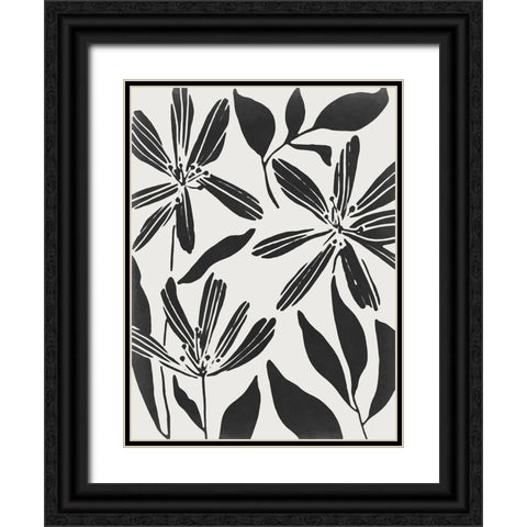 Black Flower Blooming II Black Ornate Wood Framed Art Print with Double Matting by Wang, Melissa