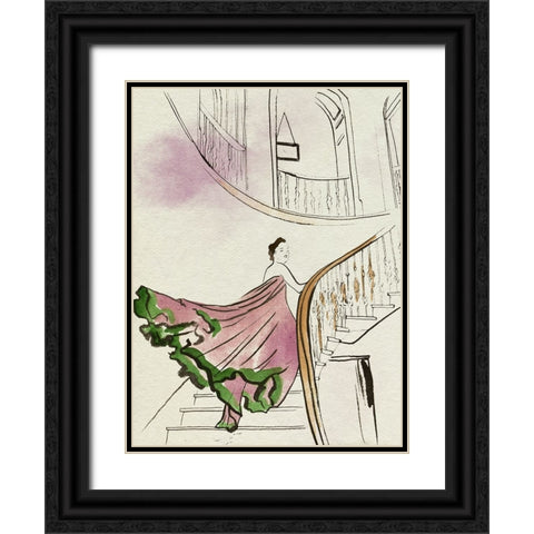 Back Glance I Black Ornate Wood Framed Art Print with Double Matting by Wang, Melissa