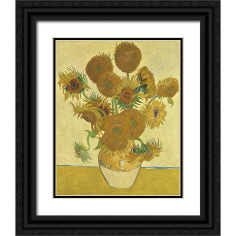 Van Gogh Sunflowers II Black Ornate Wood Framed Art Print with Double Matting by Van Gogh, Vincent