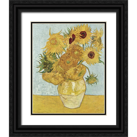 Van Gogh Sunflowers III Black Ornate Wood Framed Art Print with Double Matting by Van Gogh, Vincent