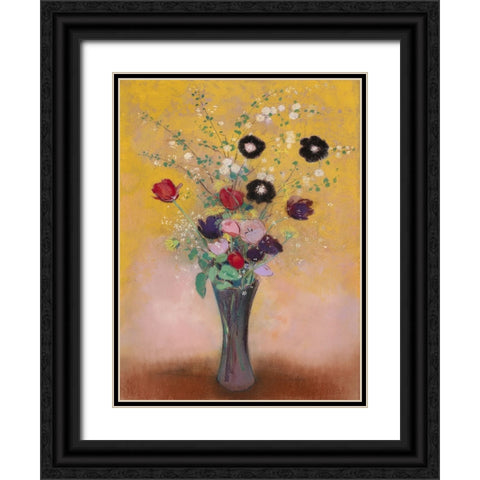 Redon Still Life II Black Ornate Wood Framed Art Print with Double Matting by Redon, Odilon