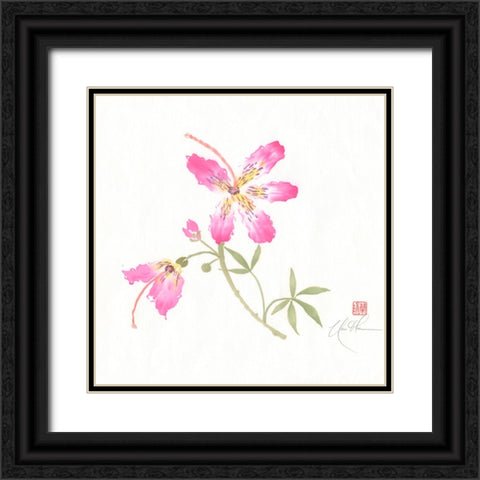 Silk I Black Ornate Wood Framed Art Print with Double Matting by Rae, Nan