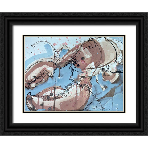 Lobster on Blue I Black Ornate Wood Framed Art Print with Double Matting by Ferrell, Erin McGee