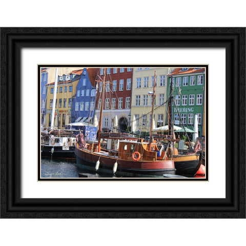 Copenhagan Nyhavn I Black Ornate Wood Framed Art Print with Double Matting by Lind, Suzan