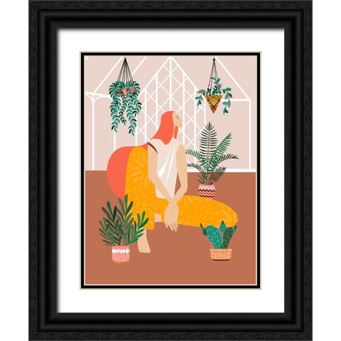 Boho Girl I Black Ornate Wood Framed Art Print with Double Matting by Arctic Frame