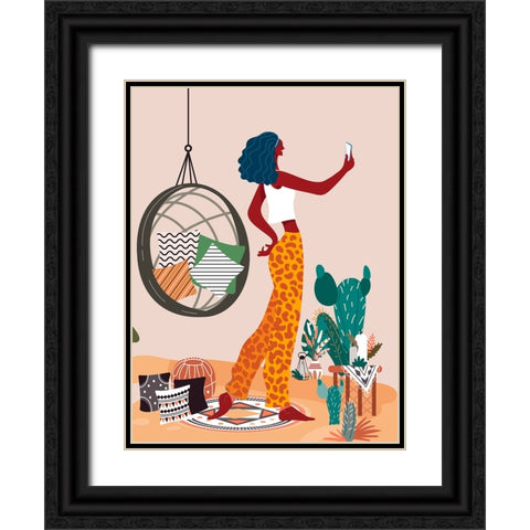 Boho Girl II Black Ornate Wood Framed Art Print with Double Matting by Arctic Frame