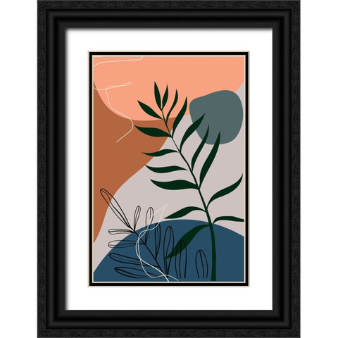 Boho Leaves I Black Ornate Wood Framed Art Print with Double Matting by Arctic Frame