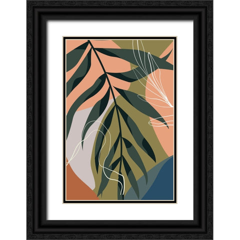 Boho Leaves II Black Ornate Wood Framed Art Print with Double Matting by Arctic Frame