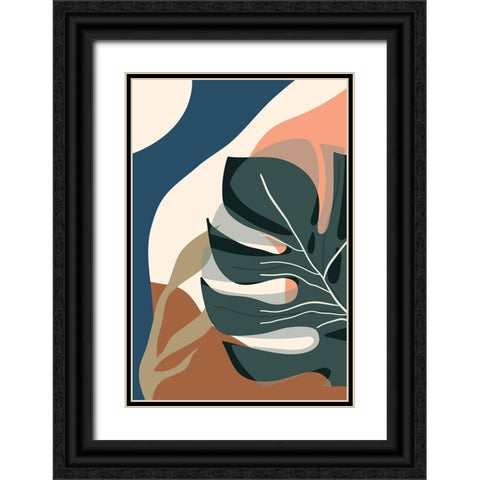 Boho Leaves III Black Ornate Wood Framed Art Print with Double Matting by Arctic Frame