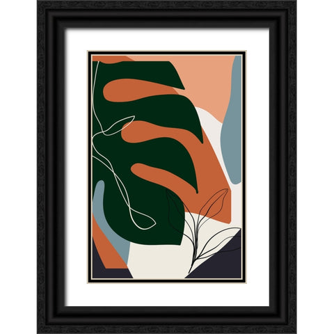 Boho Leaves IV Black Ornate Wood Framed Art Print with Double Matting by Arctic Frame