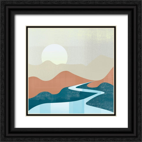 Peaceful Landscape I Black Ornate Wood Framed Art Print with Double Matting by Arctic Frame