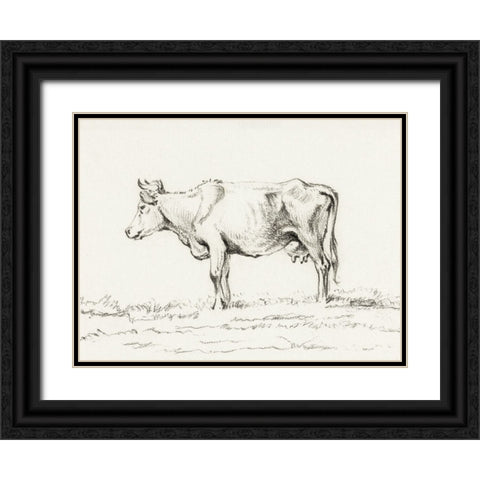 Bernard Cow Sketch I Black Ornate Wood Framed Art Print with Double Matting by Bernard, Jean